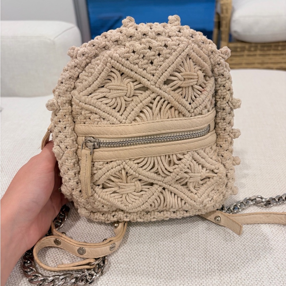 Cream Macramé Backpack
